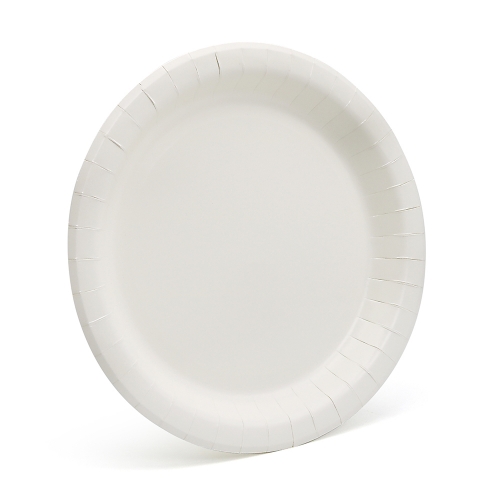 [Print on Demand] 10" Unprinted Coated 280g Food Grade White Cardboard Disposable Paper Plates for Chrismas Festive