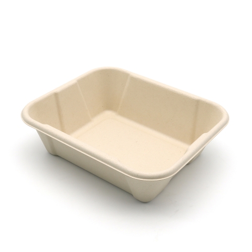 8.5"x7.3"xH2.5" 30g Bagasse Compostable Meal Serving Tray with Lid