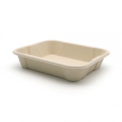 8.5"x7.3"xH1.8" 24g Bagasse Compostable Party Meal Tray Container with Lid