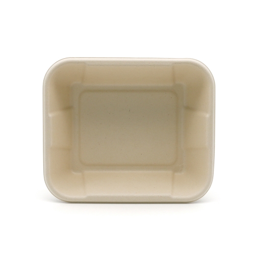 8.5"x7.3"xH2.5" 30g Bagasse Compostable Meal Serving Tray with Lid