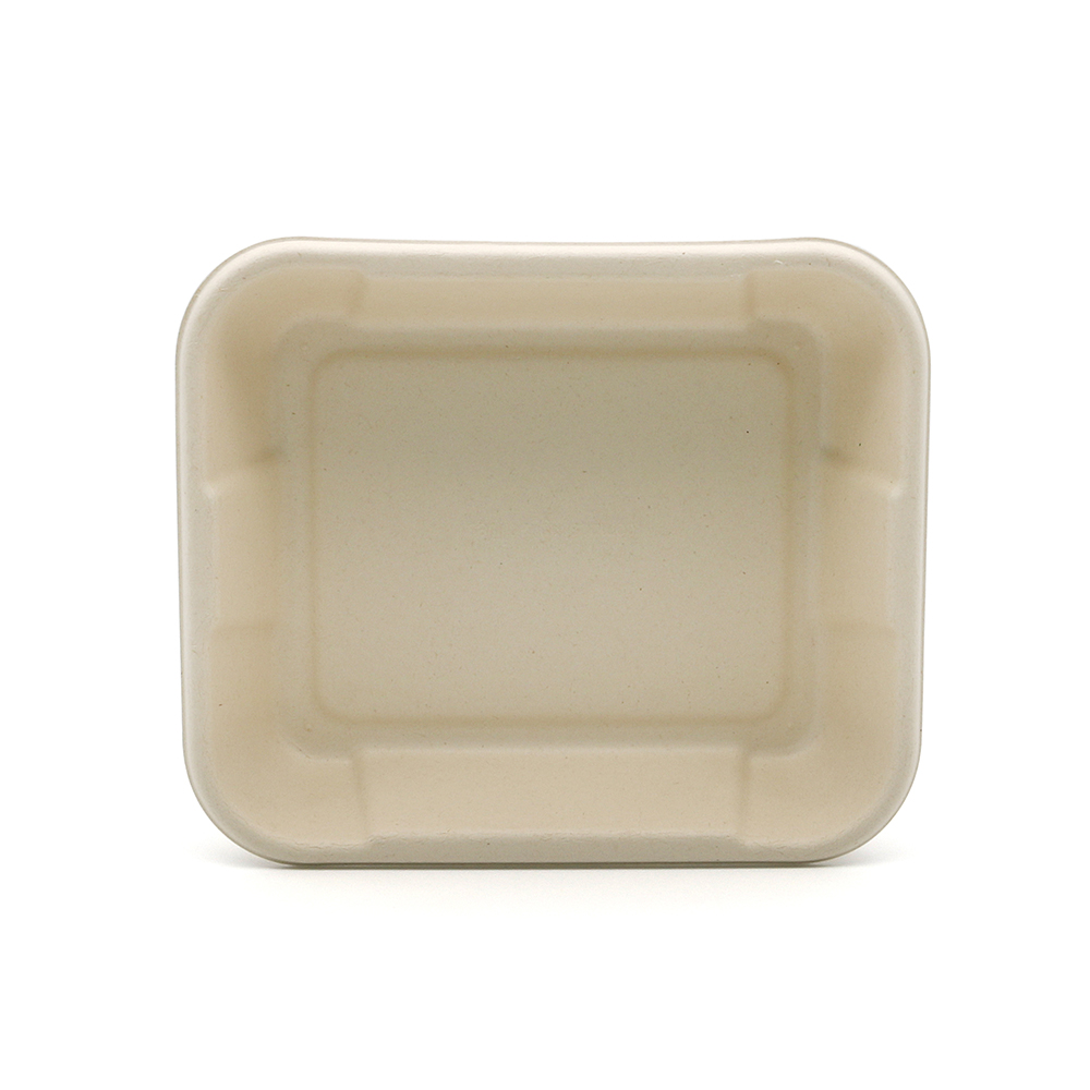 8.5"x7.3"xH1.8" 24g Bagasse Compostable Party Meal Tray Container with Lid