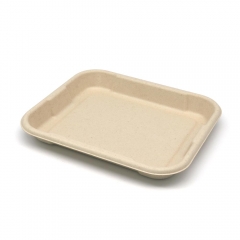8.5"x7.3"xH1" 22g Bagasse Compostable Fish and Chip Tray