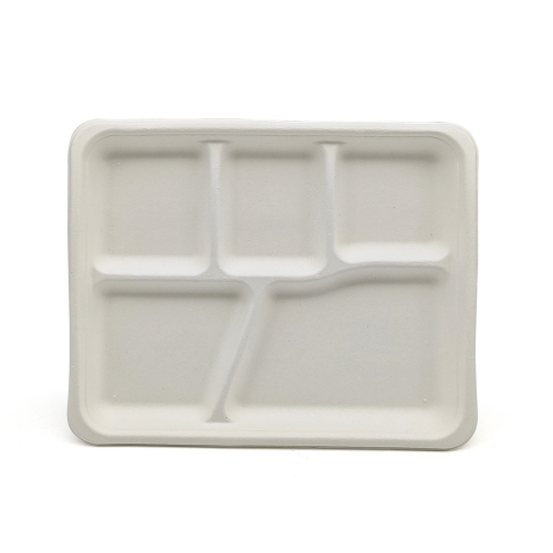 5-Comp 10.3"x8.3"xH0.6" 21g Bagasse Compostable To Go Food Tray