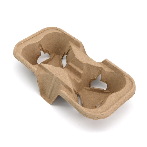 2-Cup 8.98"x4.53"x1.89" 20g±2 Molded Pulp Paper Coffee Cup Carrier