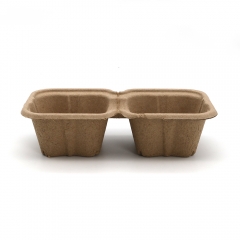 2-Cup 7.68"x4.25"x2.09" 20g±2 Molded Pulp Disposable Drink Cup Carrier for Parties