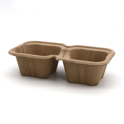 2-Cup 7.68"x4.25"x2.09" 20g±2 Bagasse Compostable Disposable Drink Cup Carrier for Parties