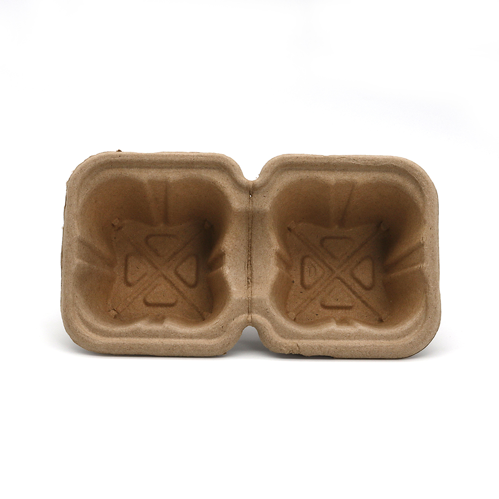 2-Cup 7.68"x4.25"x2.09" 20g±2 Molded Pulp Disposable Drink Cup Carrier for Parties