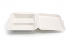 850ml 7.56x8.27xH2.36" (Fold Size) 30g 2-Comp Bagasse Compostable Eco Friendly Sandwich Packaging To Go Container