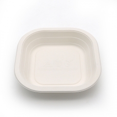 580ml 20oz 6.93"x6.93"xH1.54" 13g Bagasse Compostable Disposable Meal Trays for Supermarket