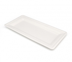 8.6"x3.5"x0.8" 10g Bagasse Compostable Sushi Serving Platter Tray