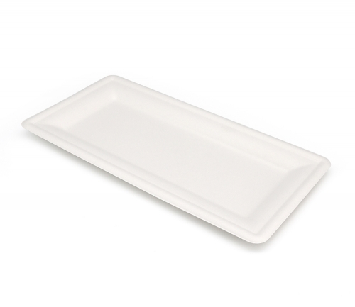 8.6"x3.5"x0.8" 10g Bagasse Compostable Sushi Serving Platter Tray