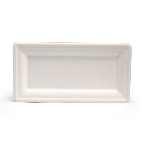 8.6"x3.5"x0.8" 10g Bagasse Compostable Sushi Serving Platter Tray