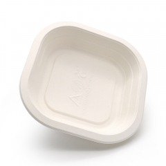 580ml 20oz 6.93"x6.93"xH1.54" 13g Bagasse Compostable Disposable Meal Trays for Supermarket