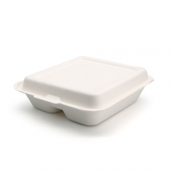 850ml 7.56"x8.27"xH2.36" (Fold Size) 30g 2-Comp Bagasse Compostable Eco Friendly Sandwich Packaging To Go Container