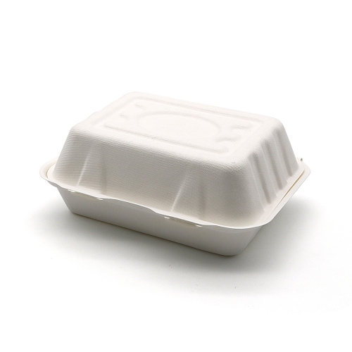 600ml 7.5"x6"xH2.5" (Fold) 20g Bagasse Compostable Eco Fish n Chip Container Boxes for Takeaway