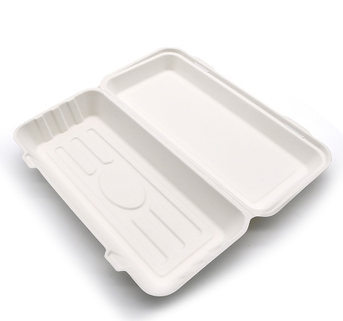 12.75"x6"xH2.5" (Fold) 44g Bagasse Compostable Biodegradable Large Fish and Chip Boxes for Weddings