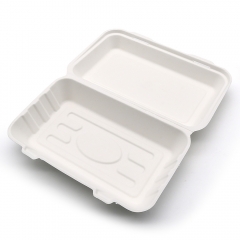 900ml 10"x6"xH2.5" (Fold) 33g Bagasse Compostable Bio Fish and Chips Container Box