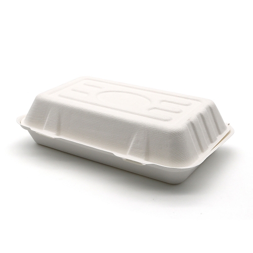 900ml 10"x6"xH2.5" (Fold) 33g Bagasse Compostable Bio Fish and Chips Container Box