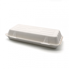 12.75"x6"xH2.5" (Fold) 44g Bagasse Compostable Biodegradable Large Fish and Chip Boxes for Weddings