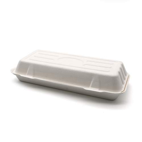 1600ml 12.75"x6"xH2.5" (Fold) 44g Bagasse Compostable Biodegradable Large Fish and Chip Boxes for Weddings