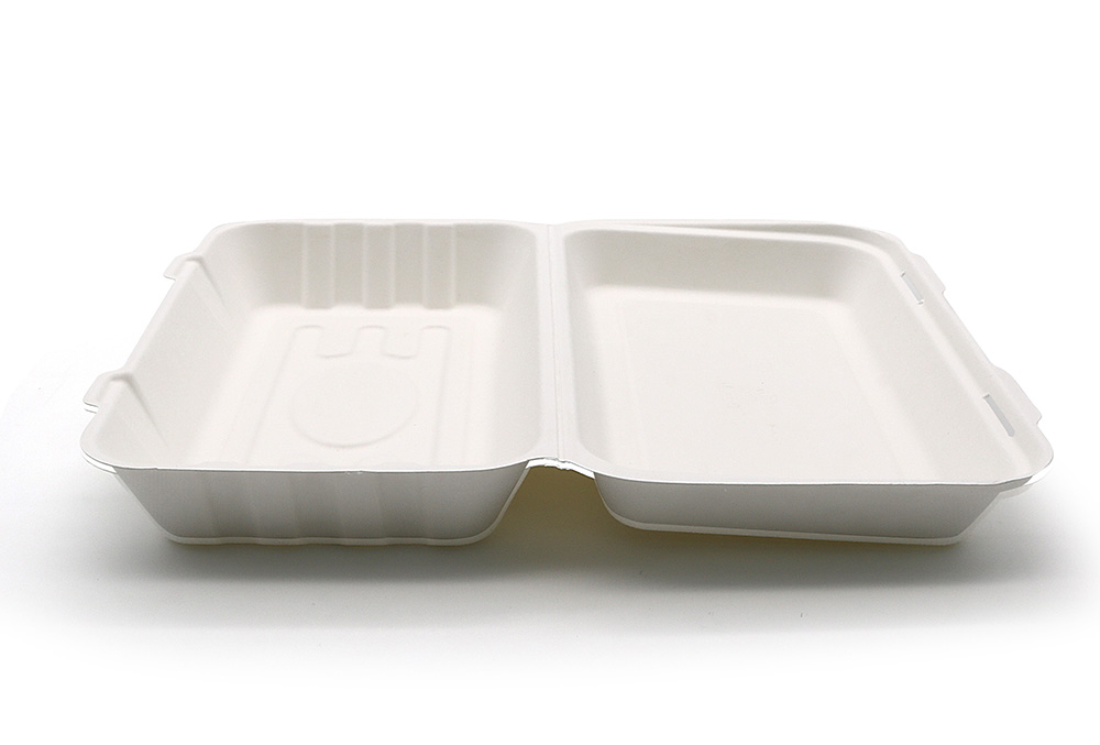 900ml 10"x6"xH2.5" (Fold) 33g Bagasse Compostable Bio Fish and Chips Container Box