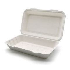 900ml 10"x6"xH2.5" (Fold) 33g Bagasse Compostable Bio Fish and Chips Container Box