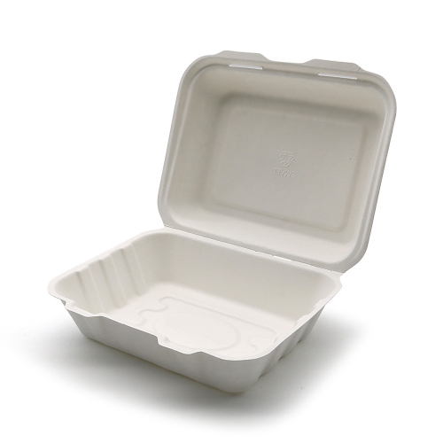 600ml 7.5"x6"xH2.5" (Fold) 20g Bagasse Compostable Eco Fish n Chip Container Boxes for Takeaway