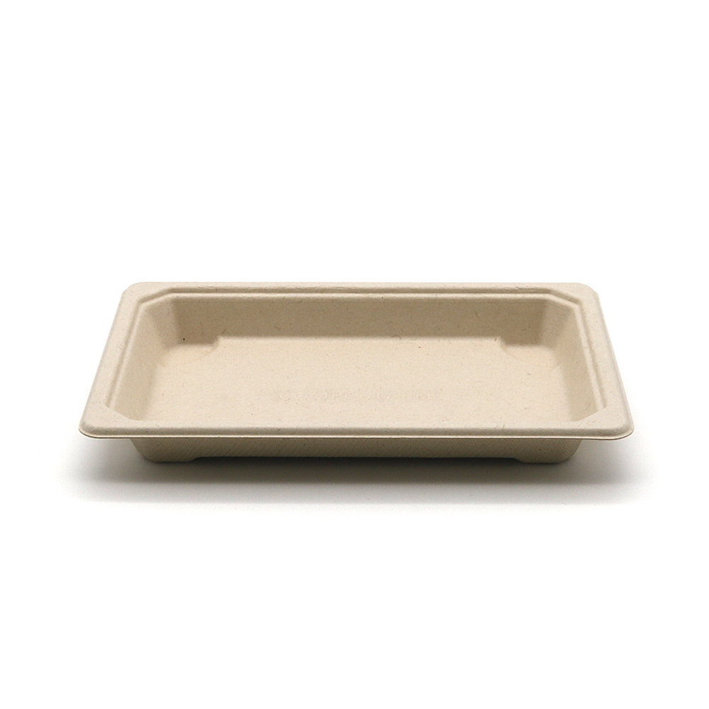 6.5"x4.5x0.8" 9g Bagasse Compostable Eco Disposable Sushi Take Out Containers