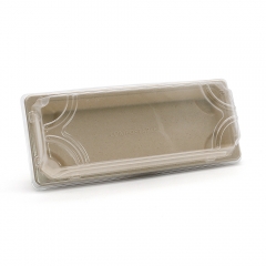 8.6"x3.5"x0.8" 10g Bagasse Compostable Long Bagasse Sushi Tray for Restaurant Takeaway