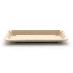 8.6"x3.5"x0.8" 10g Bagasse Compostable Long Bagasse Sushi Tray for Restaurant Takeaway