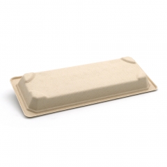 8.6"x3.5"x0.8" 10g Bagasse Compostable Long Bagasse Sushi Tray for Restaurant Takeaway