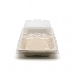 8.6"x3.5"x0.8" 10g Bagasse Compostable Long Bagasse Sushi Tray for Restaurant Takeaway