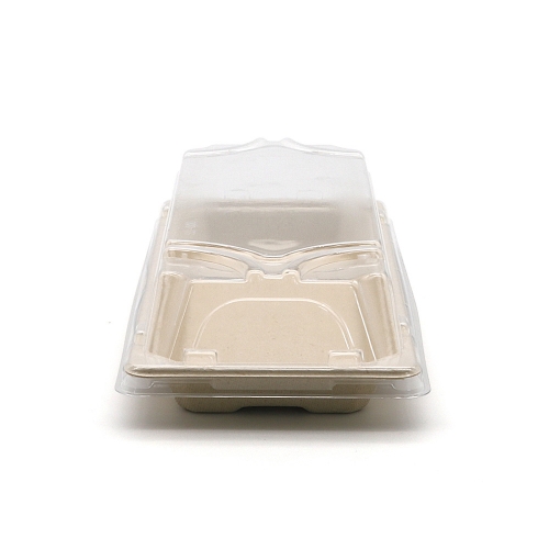 8.6"x3.5"x0.8" 10g Bagasse Compostable Long Bagasse Sushi Tray for Restaurant Takeaway