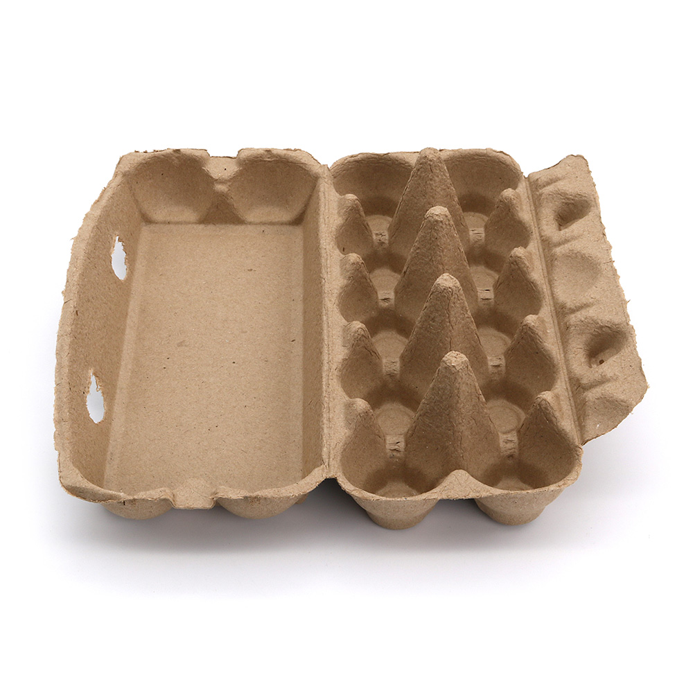 10 Egg 9.45"x4.41"x2.76" (Fold) 55g Bagasse Compostable Eco Egg Packaging Box Paper