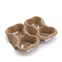 4-Cup 8.98"x7.36"x1.77" 38g Bagasse Compostable Beach Coffee Cup Carrier for Outdoor