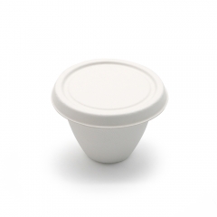 120ml 4oz ф2.95"xH2.13" 8.5g Bagasse Biodegradable Compostable Paper Ketchup Cup with Lid