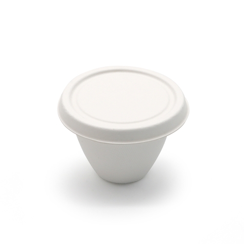 120ml 4oz ф2.95"xH2.13" 8.5g Bagasse Biodegradable Compostable Paper Ketchup Cup with Lid