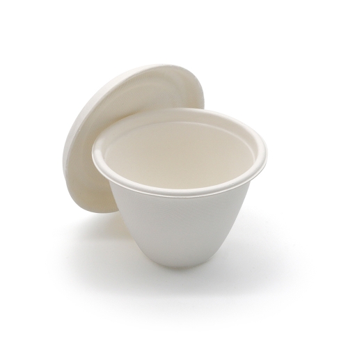 120ml 4oz ф2.95"xH2.13" 8.5g Bagasse Biodegradable Compostable Paper Ketchup Cup with Lid