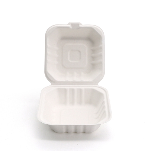 350ml 5"x5"xH2.76" (Fold) 13.5g Bagasse Biodegradable Compostable Vegware Hamburger Box
