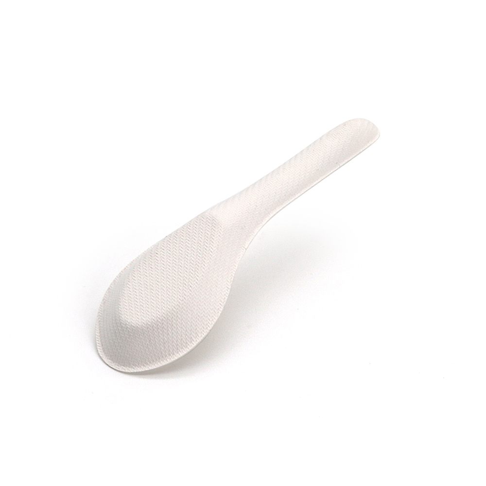 4.72" 2.5g Heavy-Duty Bagasse Biodegradable Compostable Disposable Paper Asian Spoon for Soup