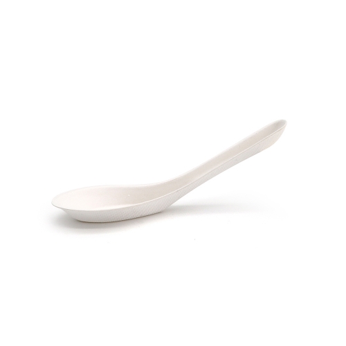 4.72" 2.5g Heavy-Duty Bagasse Biodegradable Compostable Disposable Paper Asian Spoon for Soup