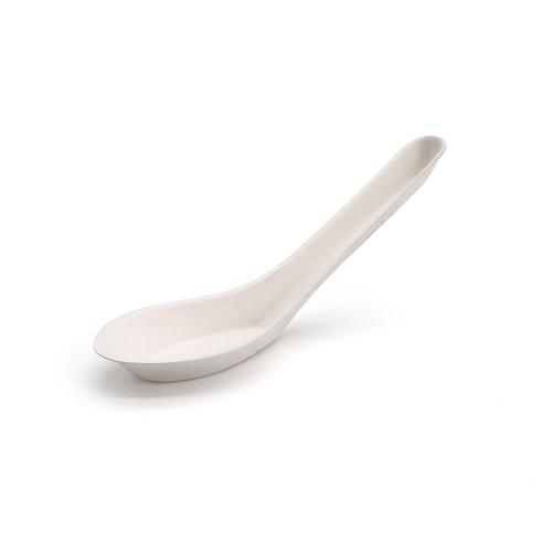 4.72" 2.5g Heavy-Duty Bagasse Biodegradable Compostable Disposable Paper Asian Spoon for Soup