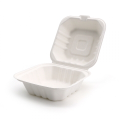 350ml 5"x5"xH2.76" (Fold) 13.5g Bagasse Biodegradable Compostable Vegware Hamburger Box