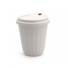 12 oz 3.82"x3.54" 10±1g Vertical Stripes Bagasse Compostable Disposable Cup