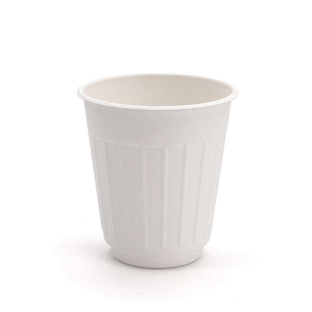 12 oz 3.82"x3.54" 10±1g Vertical Stripes Bagasse Compostable Disposable Cup