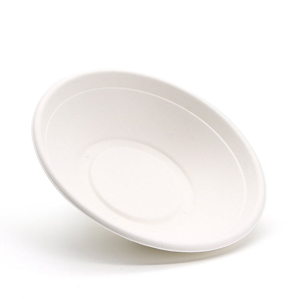 710ml 24oz Φ8.19"xH1.78" 21g Bagasse Compostable Takeaway Soup Bowl Paper with Cover