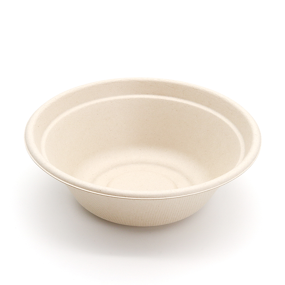 1050ml 40oz φ8.19"x2.80" 28g Bagasse Compostable Take Out Salad Bowl