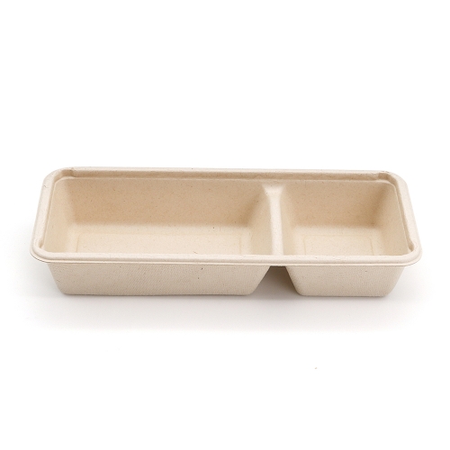 500ml 16oz 8.86"x3.78"x1.68" 17g 2-Comp Bagasse Compostable Appetizer Box