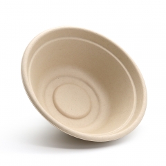 1050ml 40oz φ8.19"x2.80" 28g Bagasse Compostable Take Out Salad Bowl