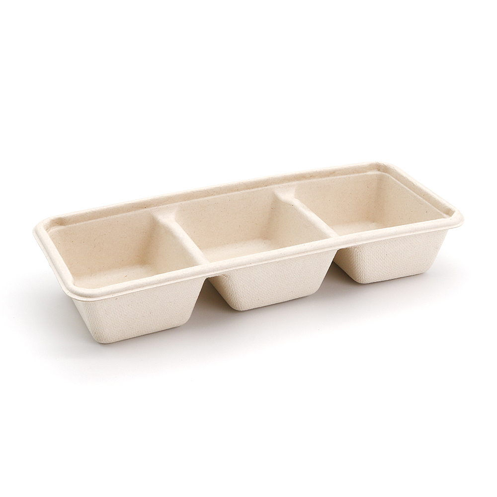 500ml 16oz 8.86"x3.78"x1.68" 19g 3-Comp Bagasse Compostable Appetizer Box